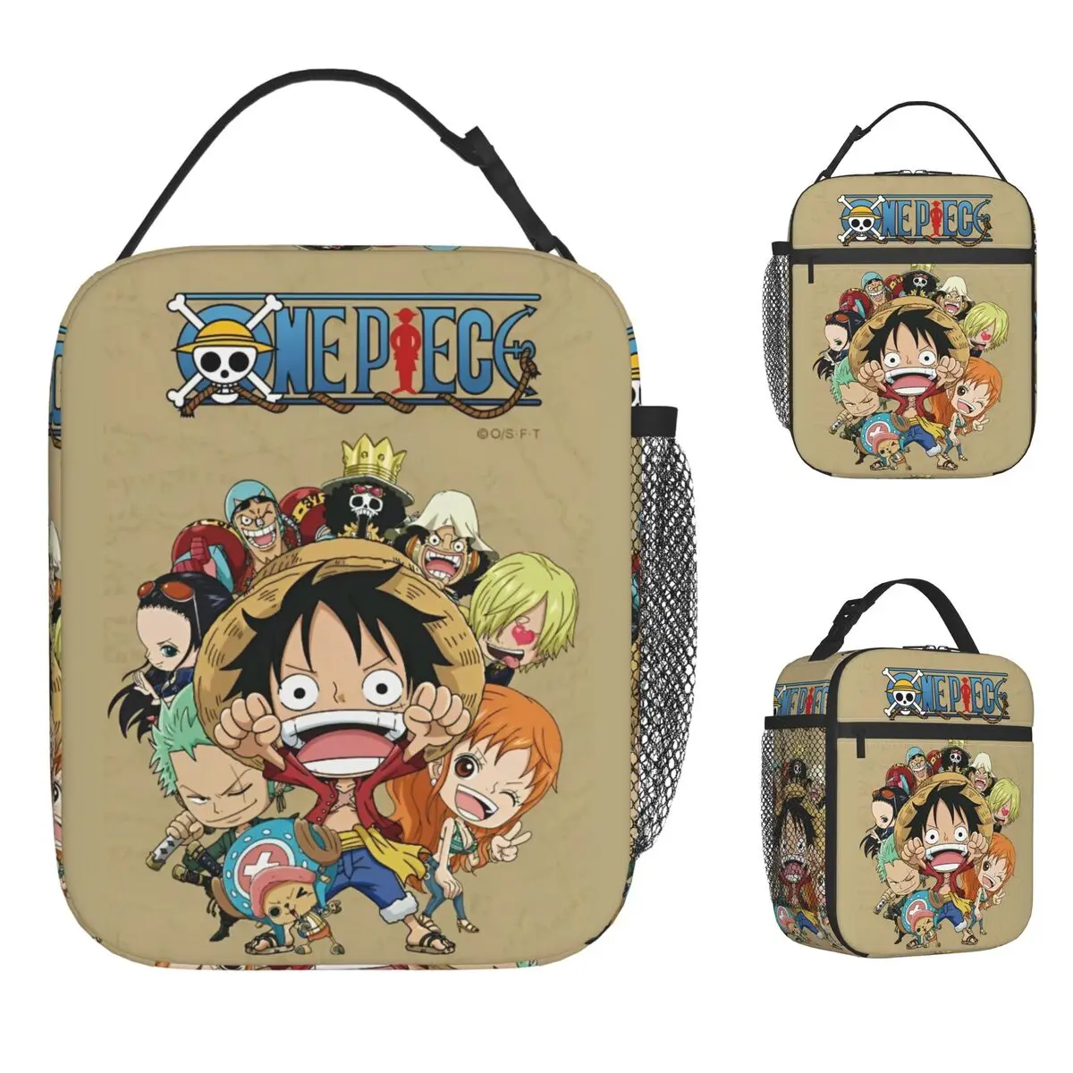 Bolsa de almuerzo con aislamiento Anime Luffy Bolsa más fresca Contenedor de almuerzo de dibujos animados de Anime, bolsa a prueba de fugas, fiambrera para niña y niño, oficina al aire libre