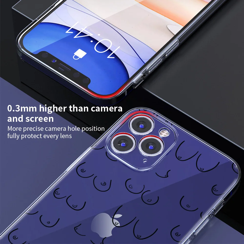 Body Art chest breast Phone Case Cover for iPhone 16 15 14 13 12 11 Pro Max XR 8 7 Plus XS Max Shockproof Transparent TPU Shell