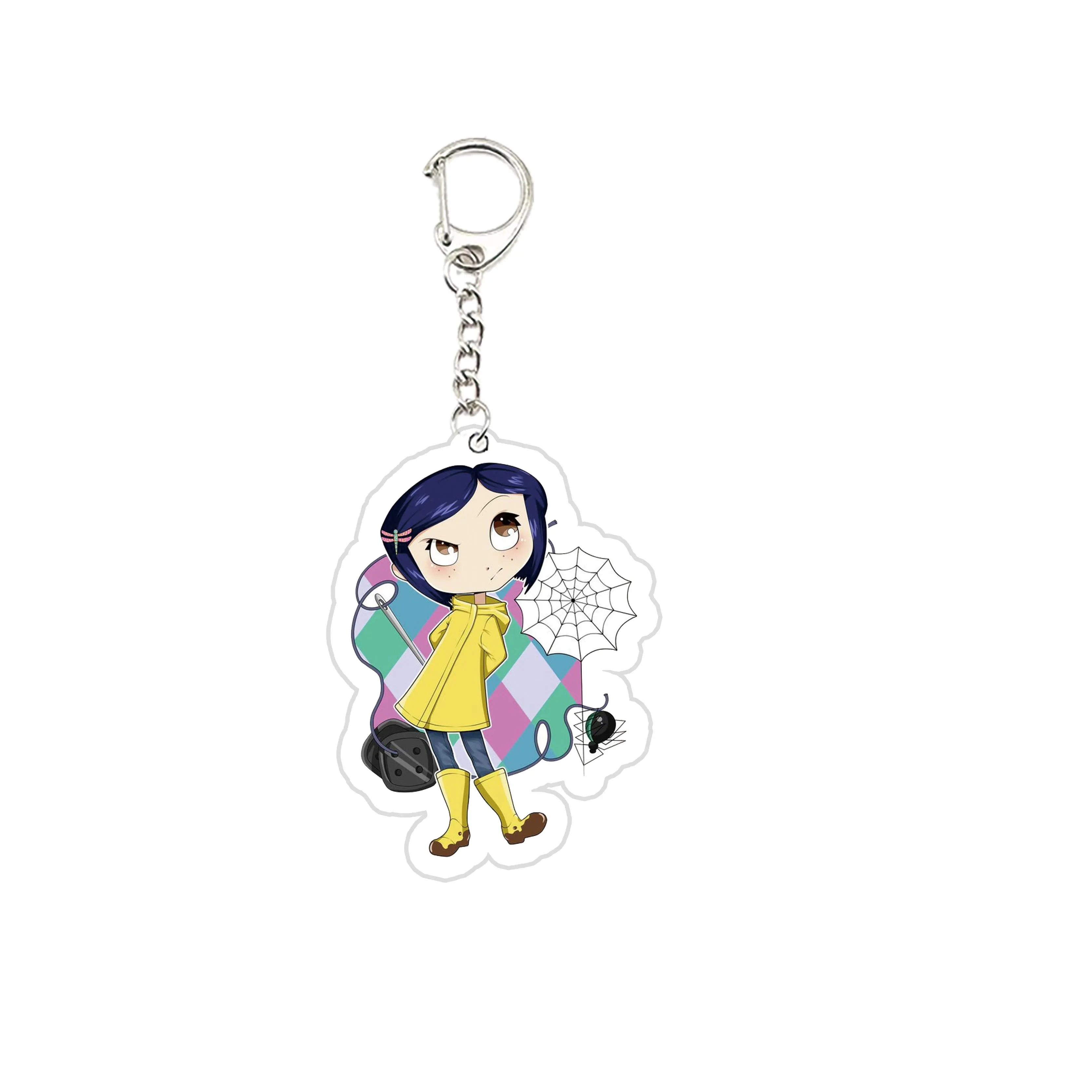 Anime Coraline Key Chain Key Ring Keychain for Accessories Bag Acrylic Pendant Coralines Keyring Chains Jewelry Student Gifts