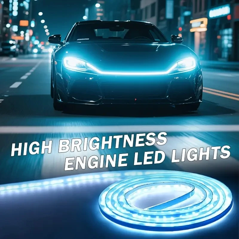 1pc Dynamic meteor Led Car Hood Lights Strip Universal Engine Hood Guide Decorative Light Bar Auto Headlights Car Running Light