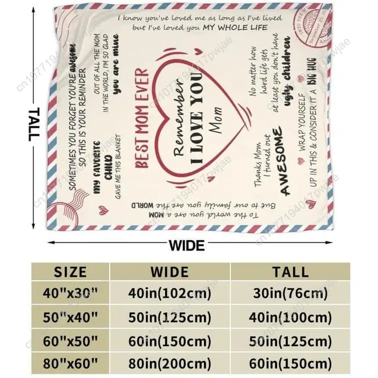 Letter To Mom Pattern Blanket Mother Gift Soft Comfortable Warm Throw Air-conditioned Room Nap Blanket for Home Custom blankets