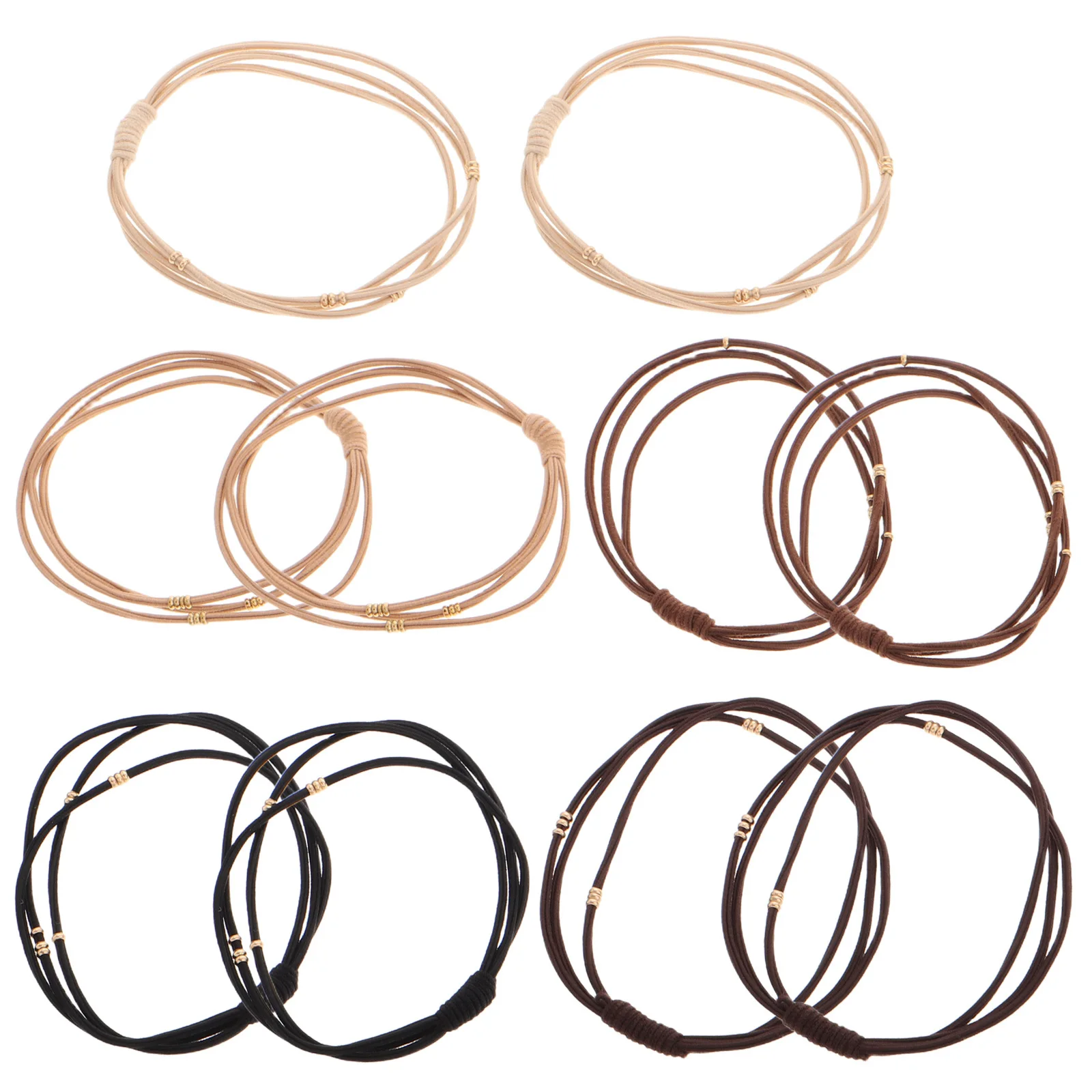 

10Pcs Elegant Beaded Hair Ties Golden Accents Triple Layer Elastic Hair Ropes for Women Versatile Styling Accessories Set