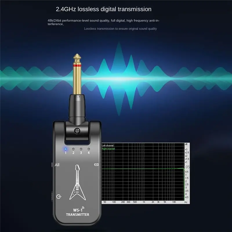 

Беспроводная гитарная система 2.4G с перезаряжаемой литиевой батареей, передатчик и приемник для электрогитары и бас-гитары, черная