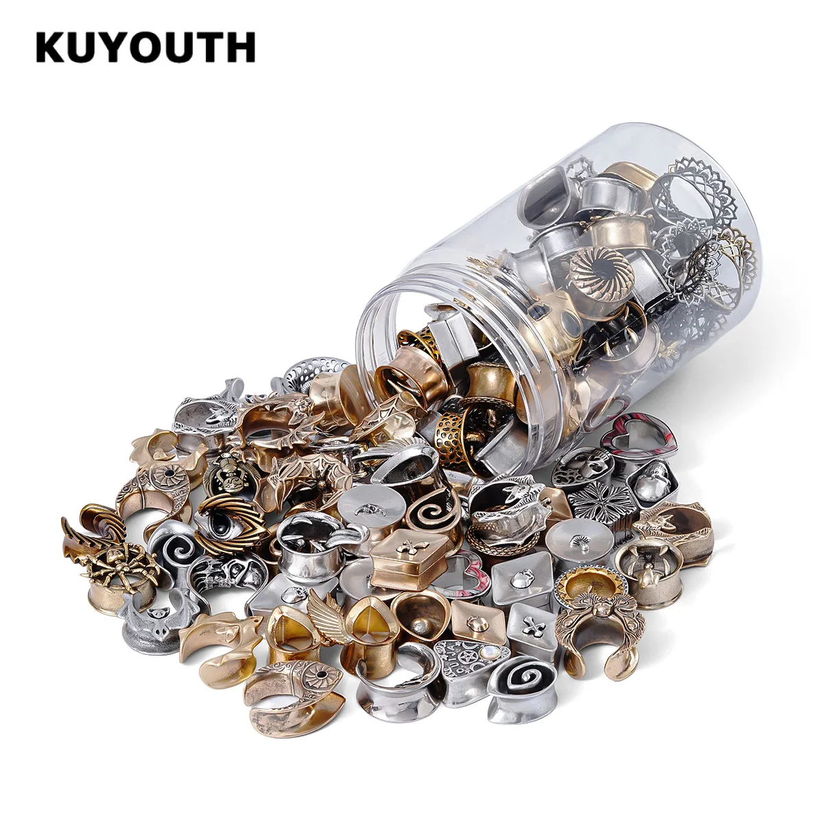 5&10 Pairs Copper Ear Plugs Tunnel Gauges Set Mixed Style Body Piercing Jewelry Ear Stretcher for Men Women