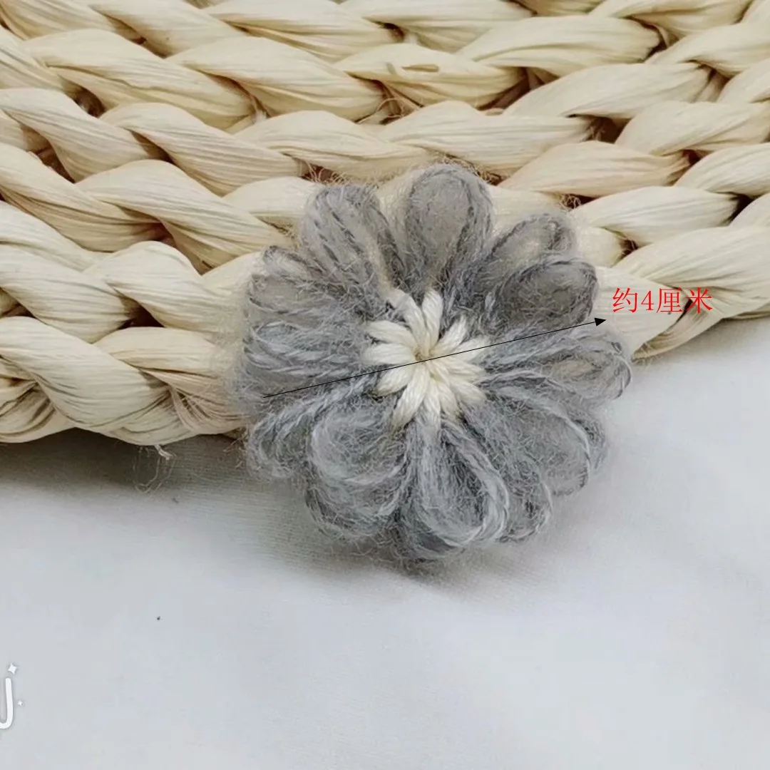 10PCS Handmade DIY wool flower accessories mohair hand hooked wool flower earrings handmade hook flower decoration accessories