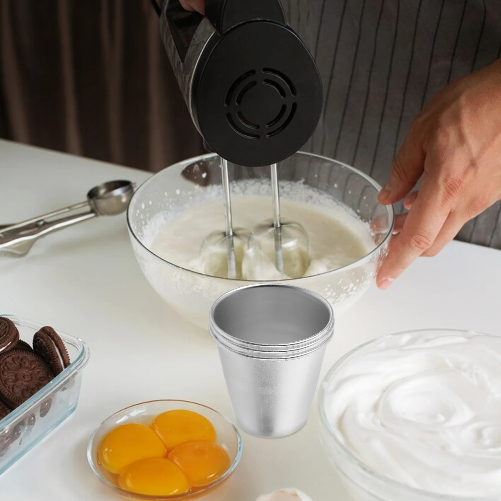 

4Pcs Pudding Mold Aluminum Alloy Baking Cups for Small Cakes Egg Tart Mini Cheesecakes Nonstick Cake Pans Shapes Easy Demold