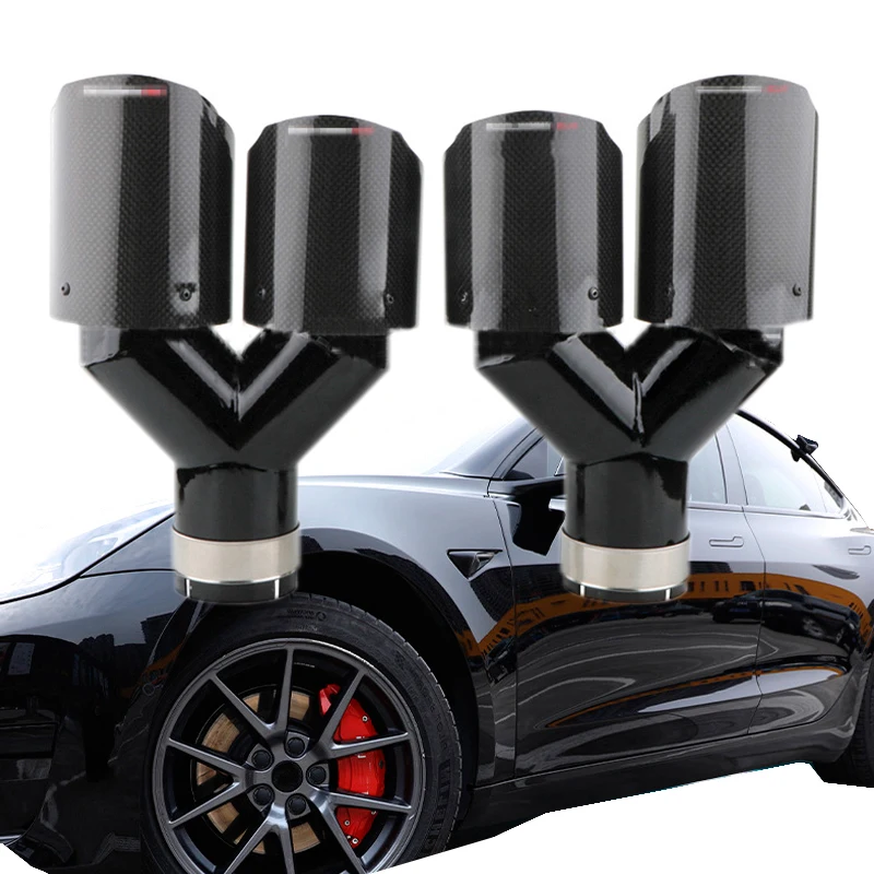 

New Upgrade Carbon Fiber Exhaust Tip Car Exterior Parts Universal Stainless Steel sound exhaust car modified muffler tail throat