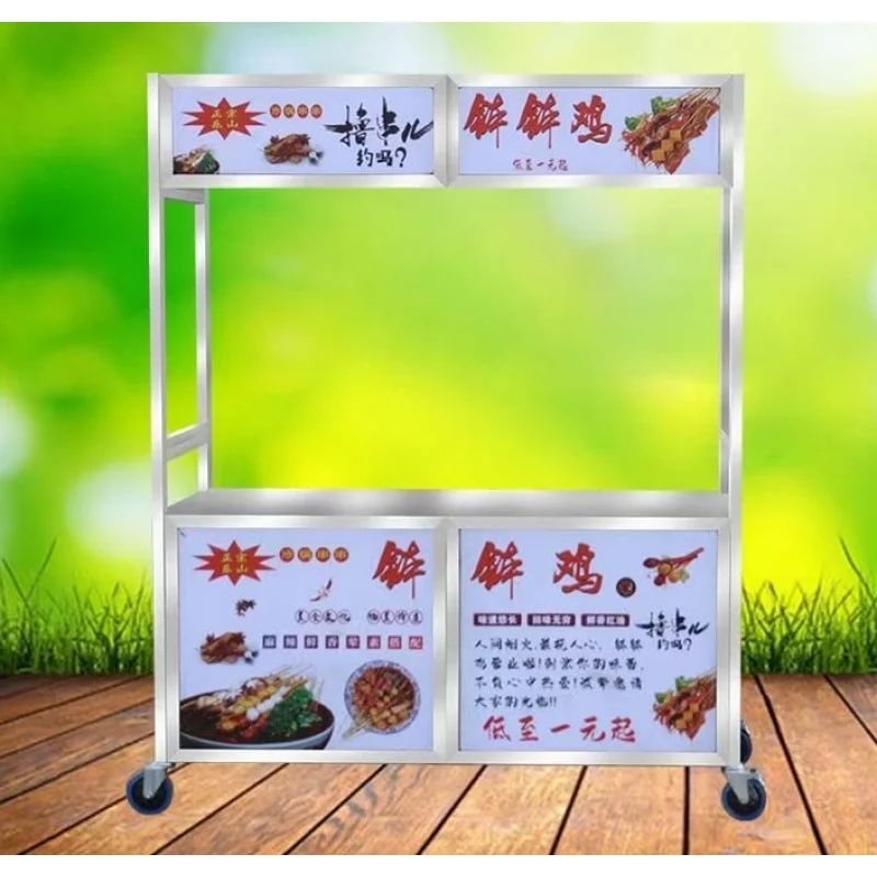 custom.Commercial Multi-Functional Stainless Steel Snack Cart New Convenient Roadside Kitchen Equipment Low Noise 1 Year Warrant