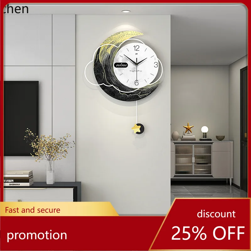 

ZML Living Room Wall Clock, New Fashionable Creative Clock for Home, Restaurant, Entryway Wall Decoration with Stars and Moon