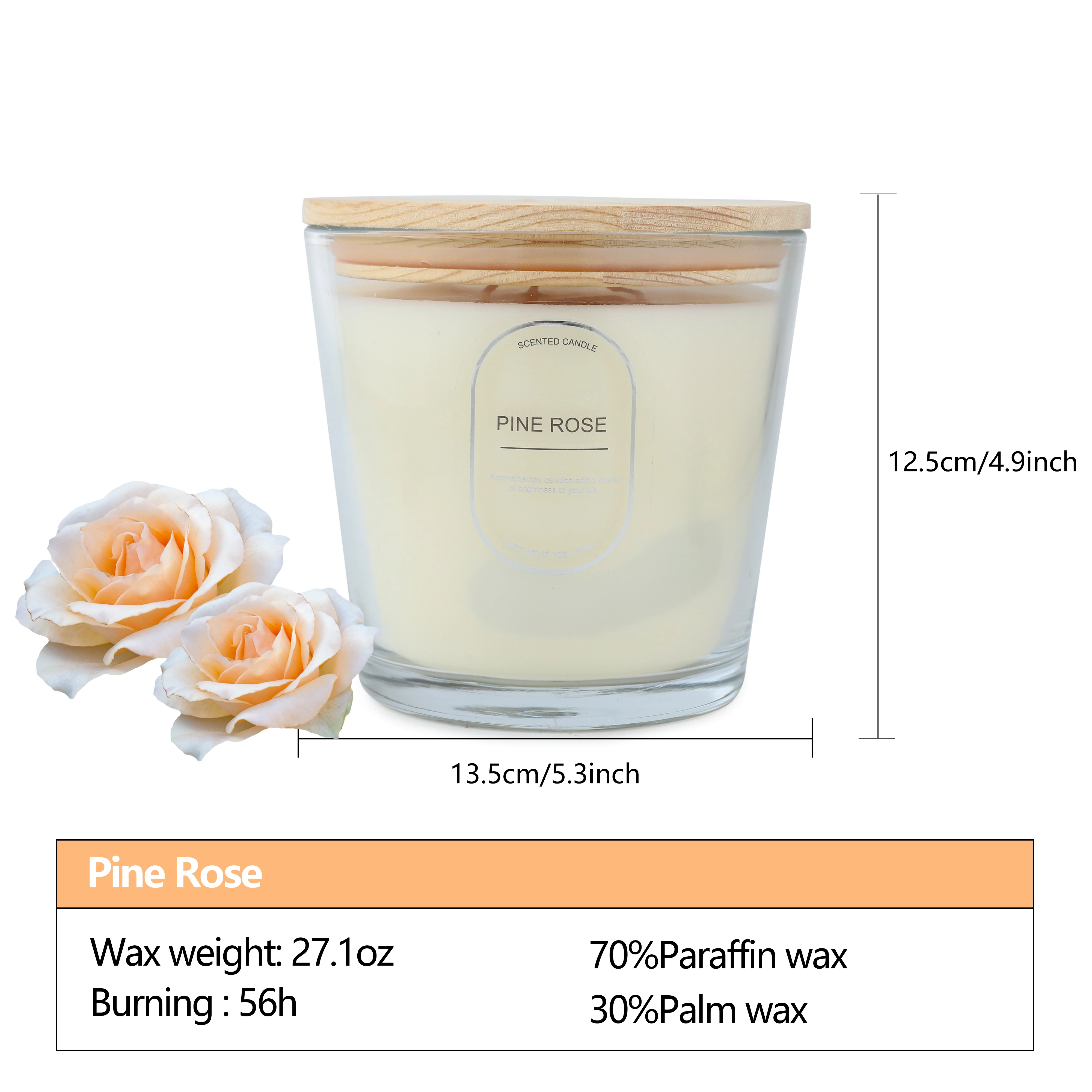 27.1oz,56h,large capacity,ins style simple aromatherapy candle,(Pine rose, Winter Sage, Cozy Moments, Creamy vanilla,