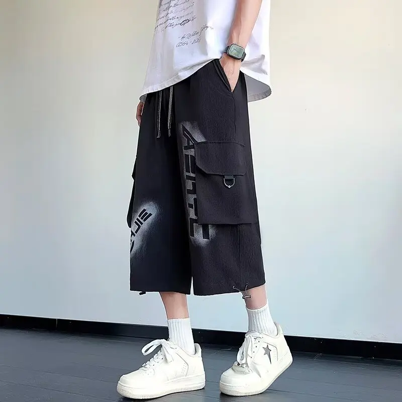 

2026 Men's Casual Shorts Three-quarter Pants Sweatpants Summer Korean Fashion Streetwear Harajuku Short Pants Men Clothing