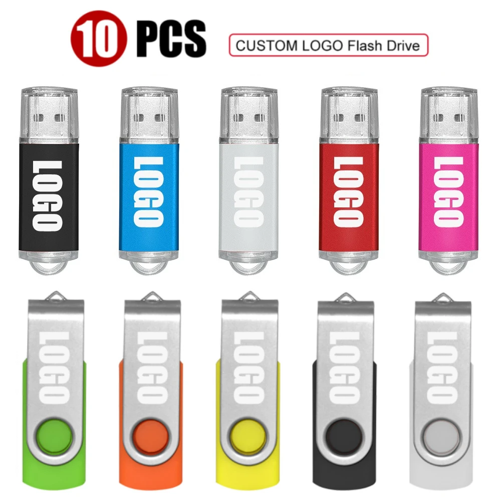 

10PCS/lot Metal USB Flash Pen Drive 4GB 8GB 16G Pendrive 32GB 64G Memory Stick Free Customized LOGO Real Capacity U Disk Cle Usb