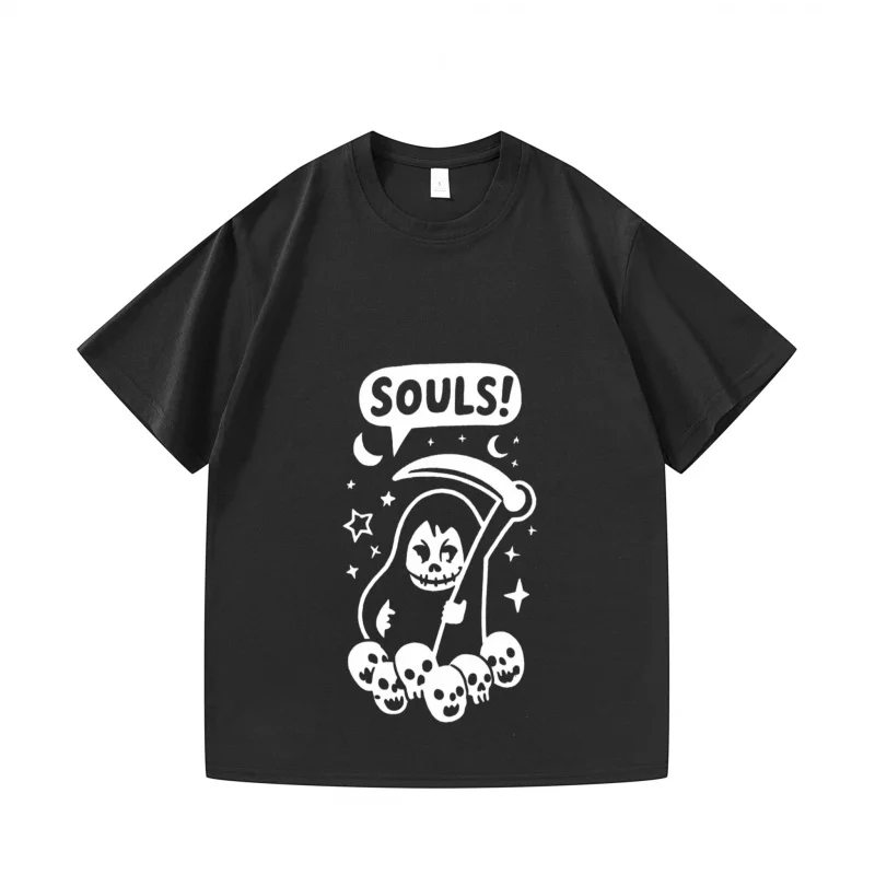 

Мужская футболка черная Grim Reaper Souls с принтом Хэллоуин Страшные призраки Повседневные футболки для мужчин Фестивальные вечерние топы