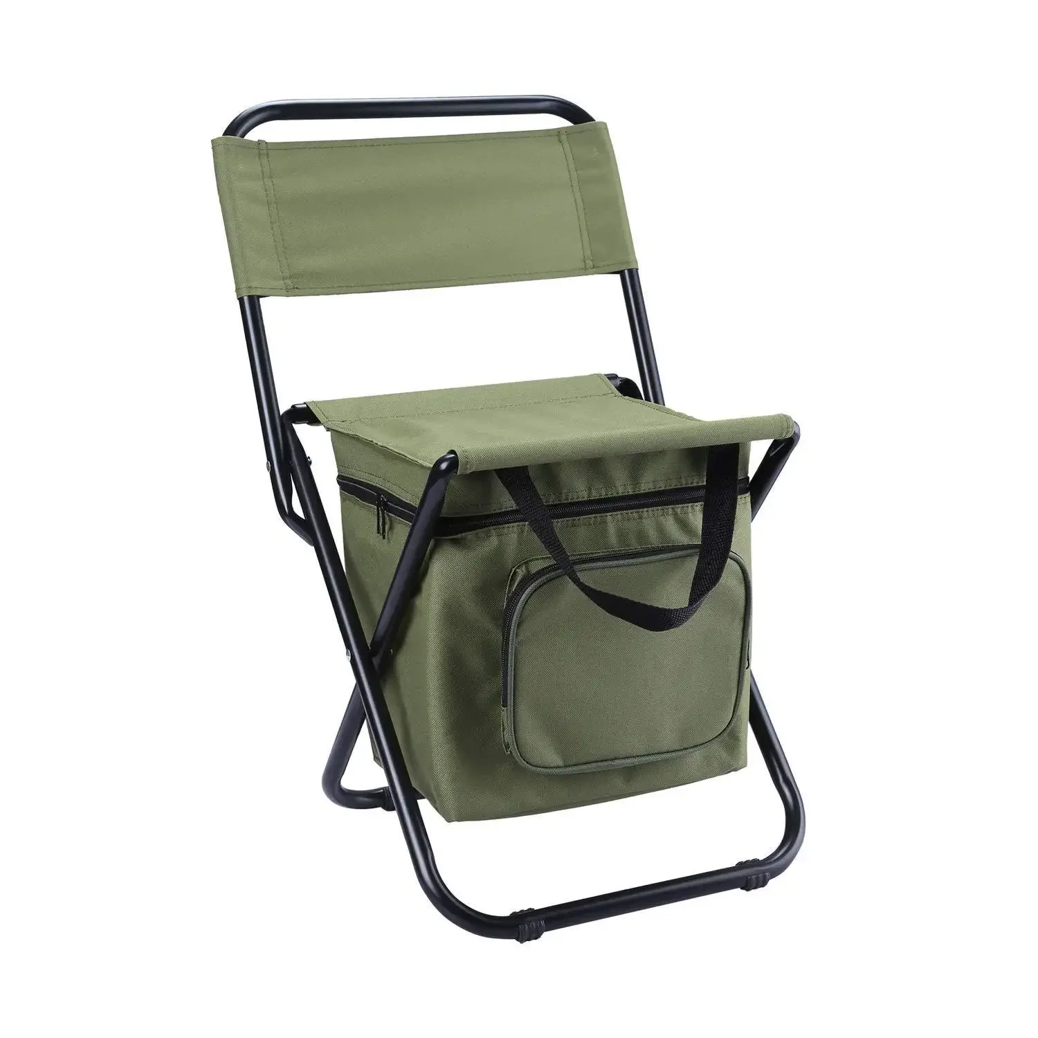 Portátil Outdoor Folding Camping Ice Pack Cadeira com saco de armazenamento, Encosto, Isolamento Pesca Cadeira, Cor Verde, Lazer