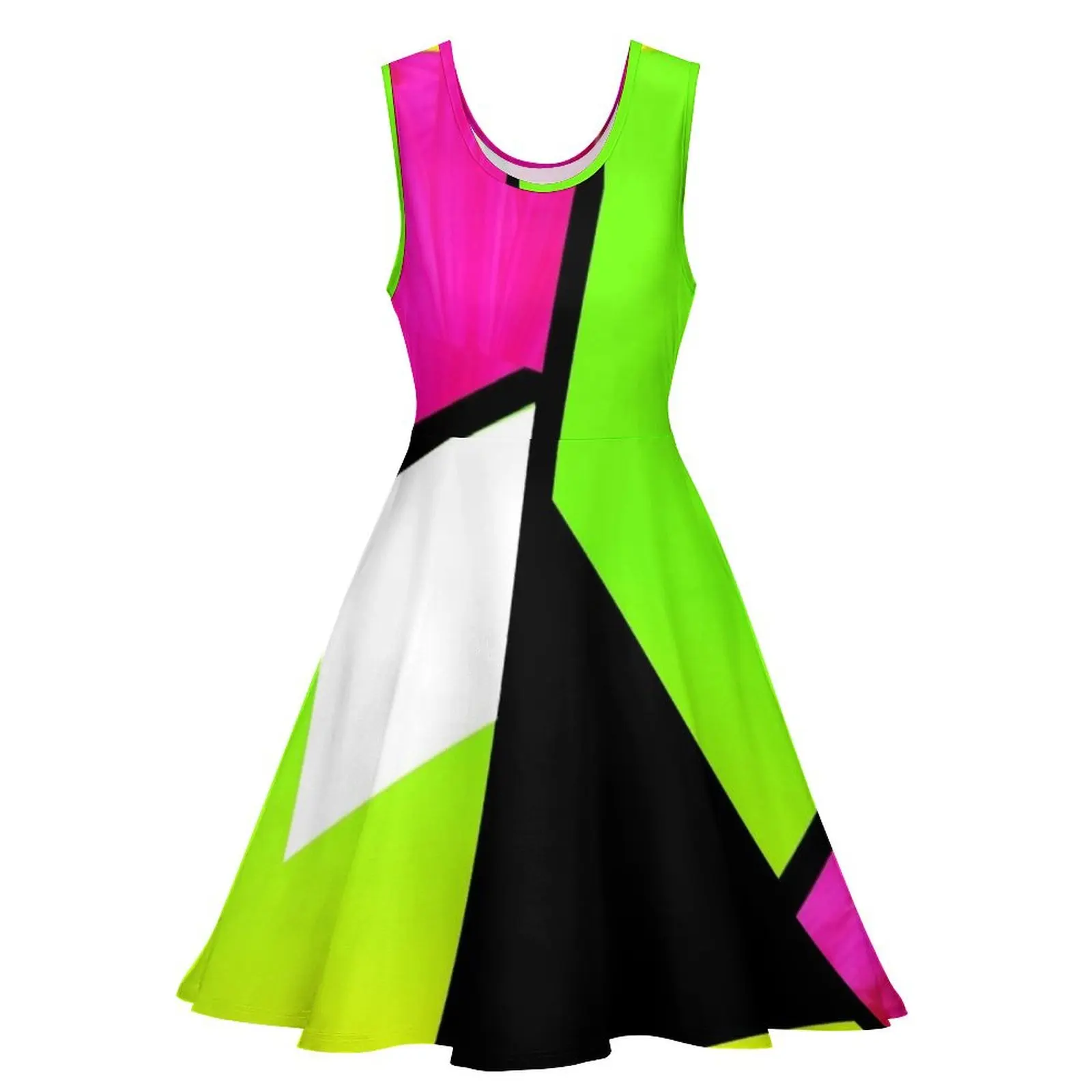 Neon Color Blocking ärmelloses Kleid Frauen kleider Sommerkleid Sommer Frauen