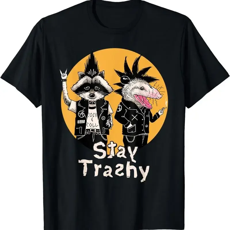 Funny Team Trash Stay Trashy Raccoons Opossums Squad Retro T Shirt Size S 5Xl