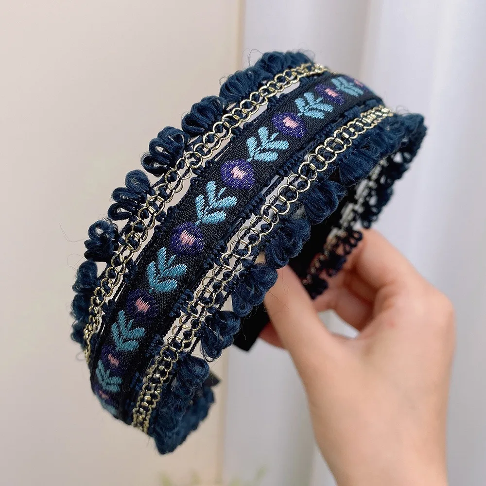 Fashion Boho Embroidery Headband Retro Style Wide Head Hoop Headdress Women Girls