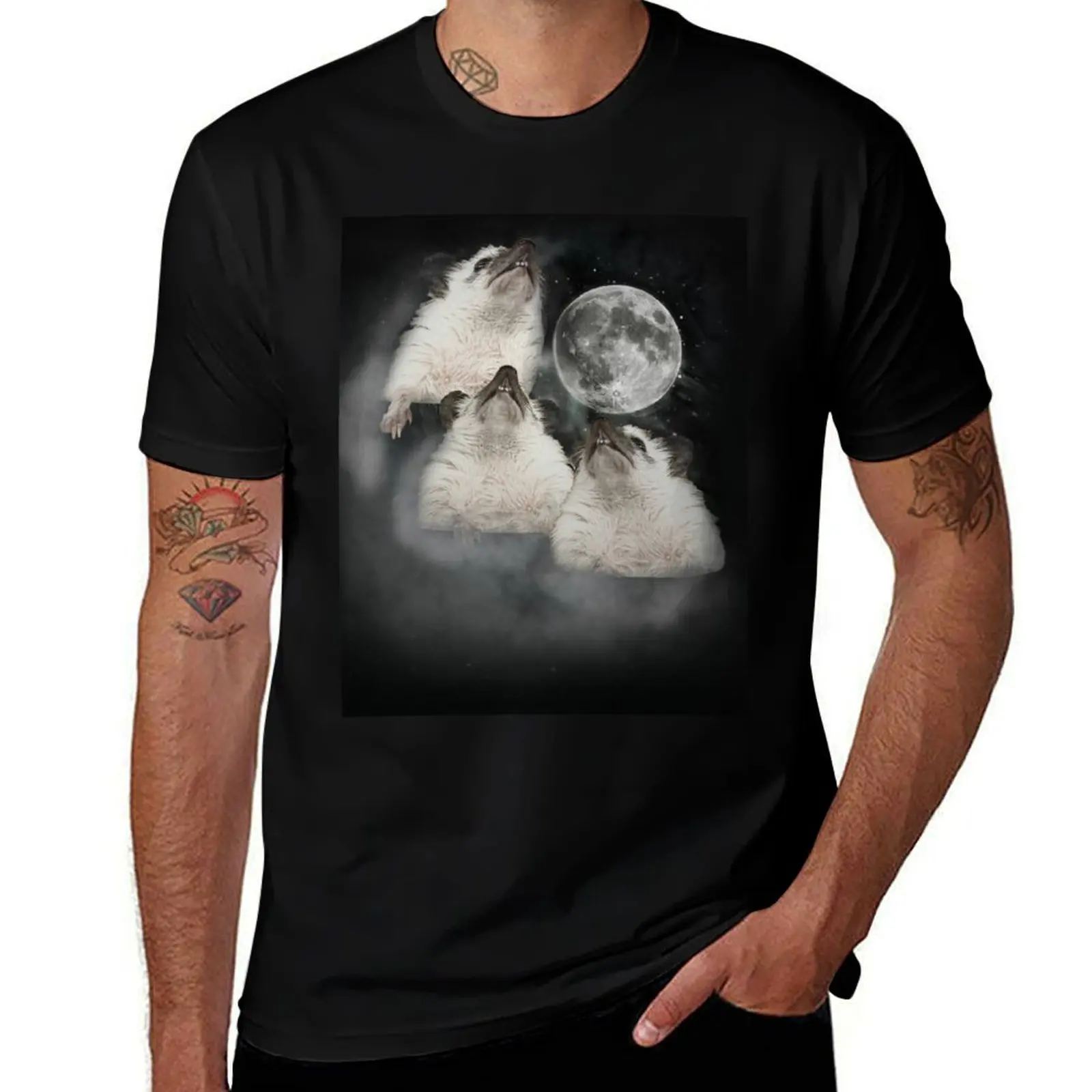 

Three Hedgehog Moon T-Shirt vintage shirts graphic summer top men clothing