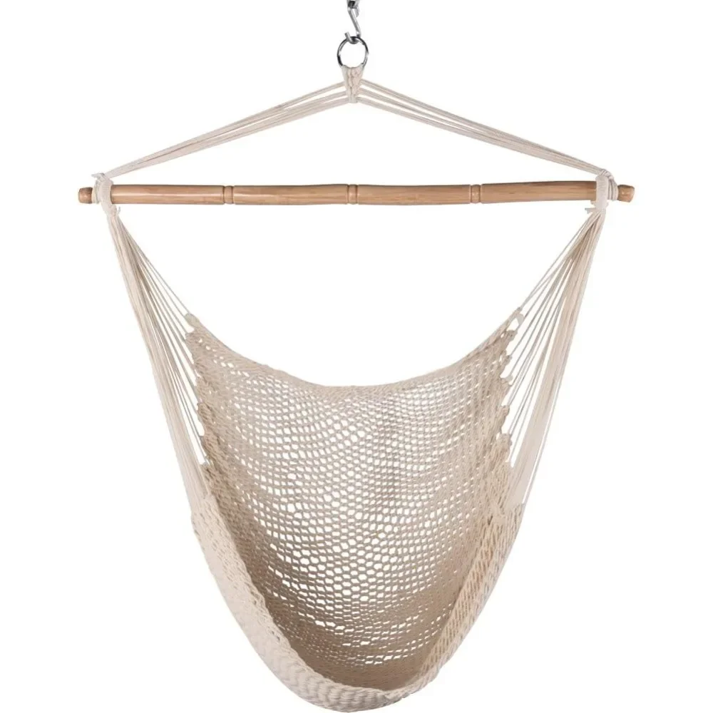

Chair Caribbean Hanging Rope Weaving Chair with 40" Hardwood Spreader Bar and Soft-Spun Cotton Rope for Indoor/Outdoor Backyard