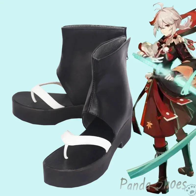 Genshinimpact Kaedehara Kazuha Cosplay Shoes Anime Game Cos Clogs Boots Black Cosplay Costume Prop Shoes for Halloween Party