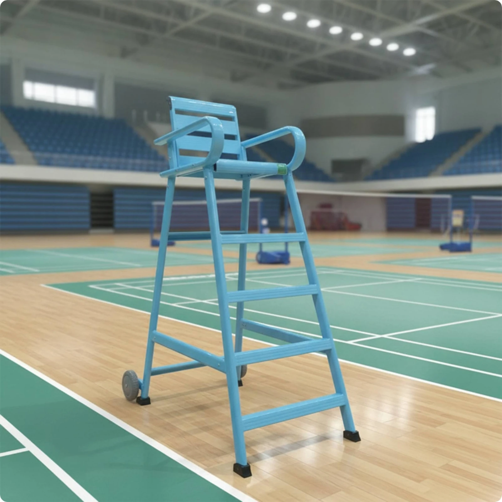 Badminton Referee Chair Aluminum Alloy Umpire Chair with Wheels Powder-Coated Mobile for Referees, Sports Venues