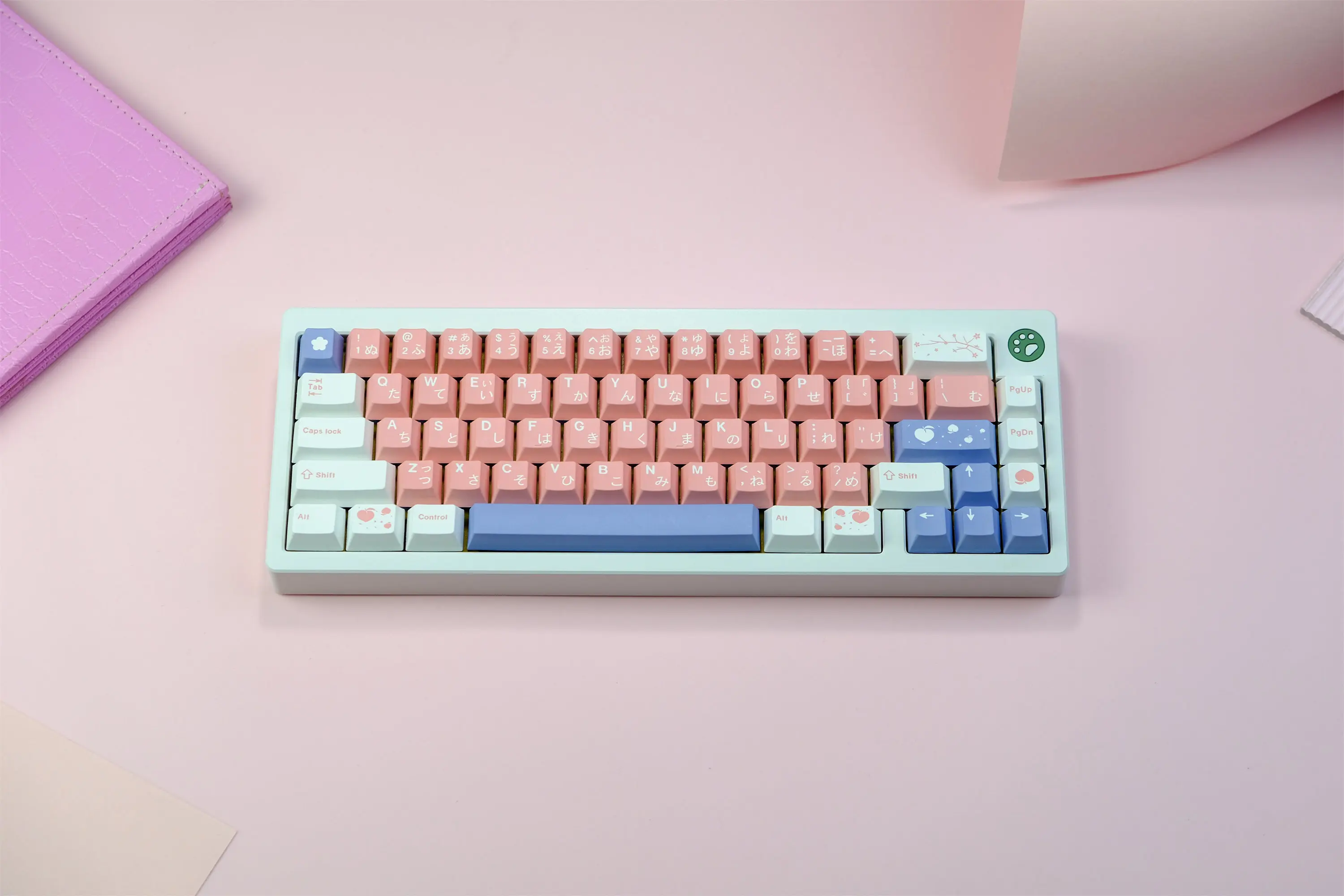 

GMK Peach Blossom Keycap, 129 Keys PBT Keycaps Cherry Profile DYE-SUB Personalized GMK Keycaps For Mechanical Keyboard