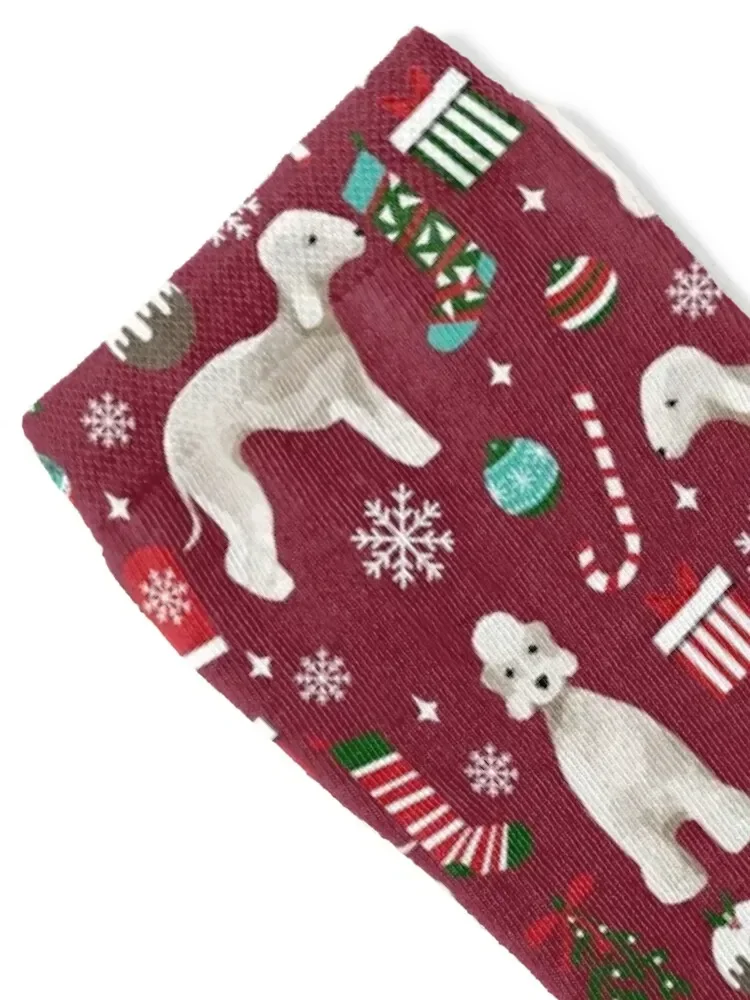 Bedlington Terrier christmas dog pattern gifts dog breed pet friendly design Socks Sports Boy Socks Women's