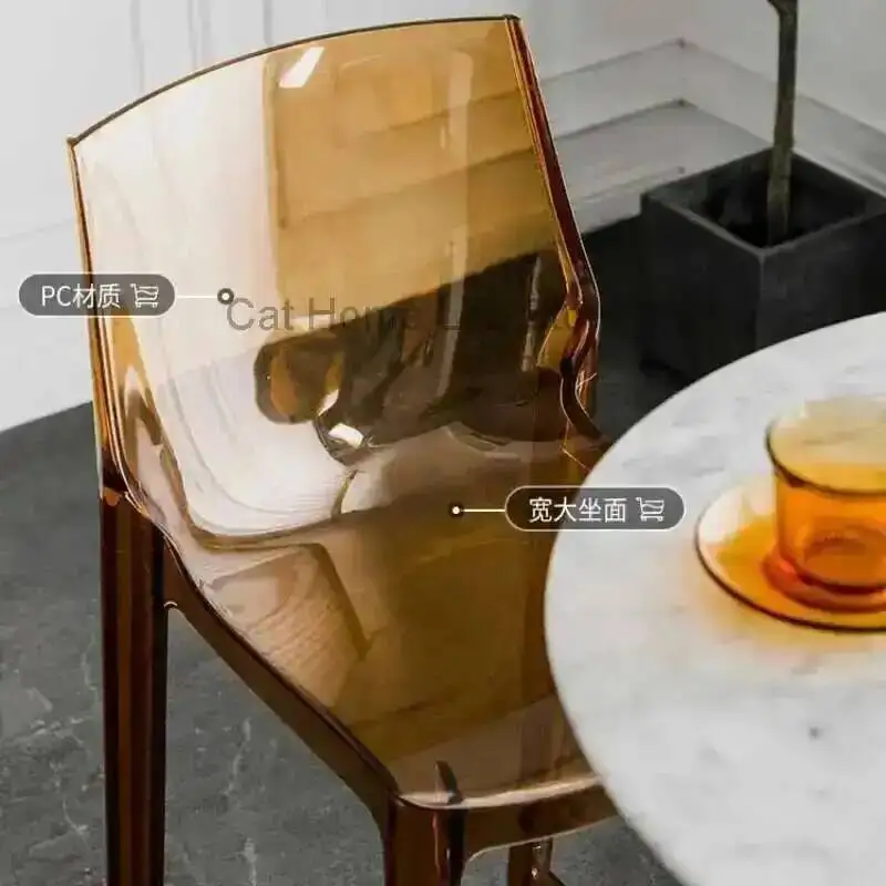 Kursi Bar Transparan Sandaran Akrilik Kristal Nordik Kursi Bar Sederhana Modern Furnitur Bangku Berkaki Tinggi yang Dipersonalisasi