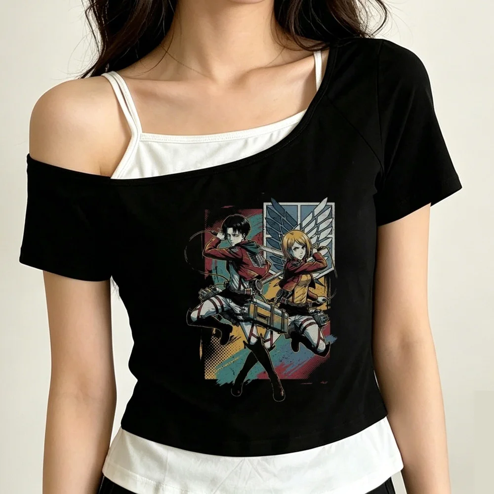 Attack on Titan crop top girl graphic party gyaru kawaii cute shirt party graphic emo