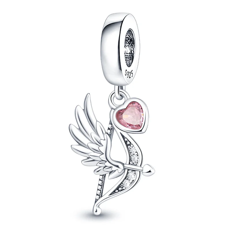 Hot Sales 925 Sterling Silver Wing Bow And Arrow Charms Pendant Fit 3mm Original Bracelet DIY Women Fine Party Jewelry Gifts