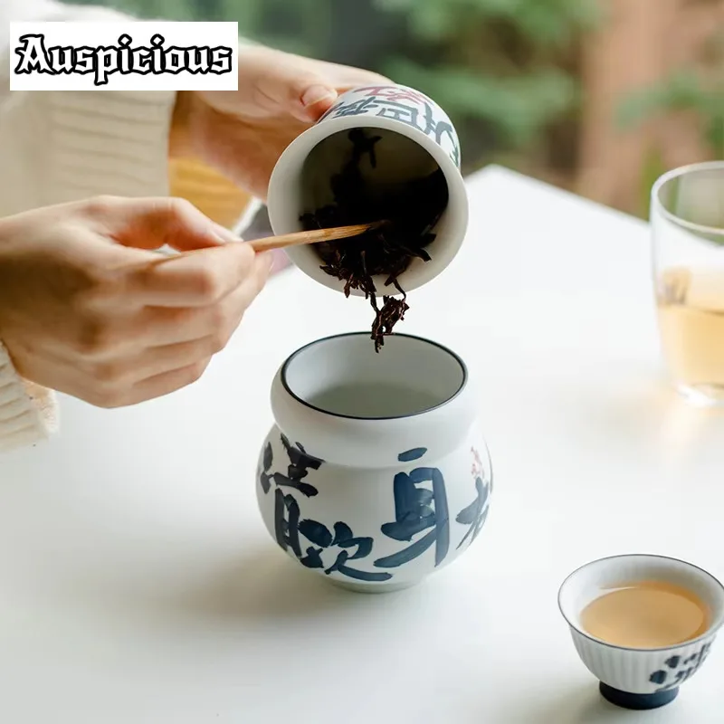 350ml Pure Handwritten Poetry Ceramic Tea Residue Tank Creative Gourd Water Storage Bowl Calligraphy Pen Washing Waste Bucket