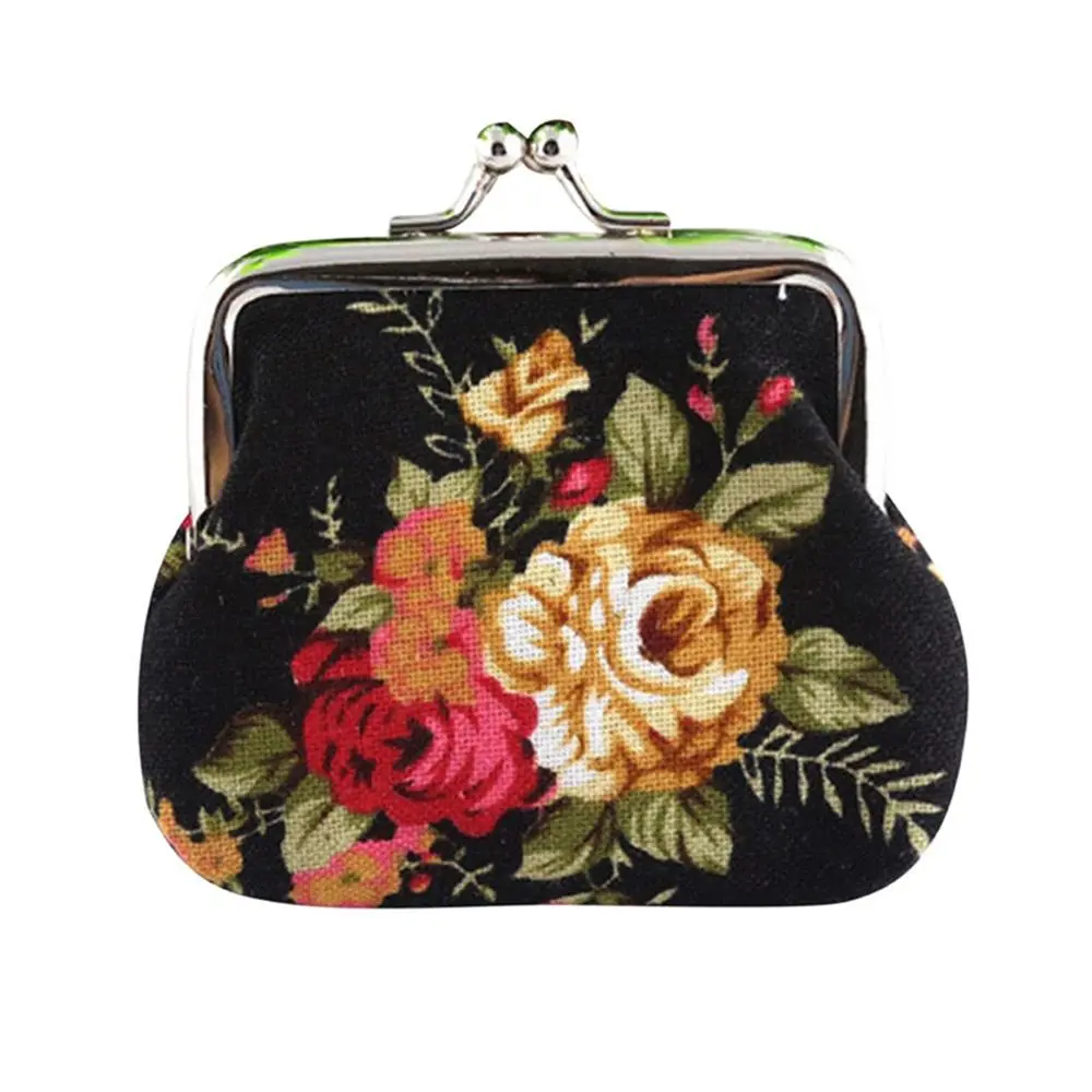 Regalo floreale Mini Hasp Pochette retrò Porta carte di credito Portafoglio piccolo Portamonete