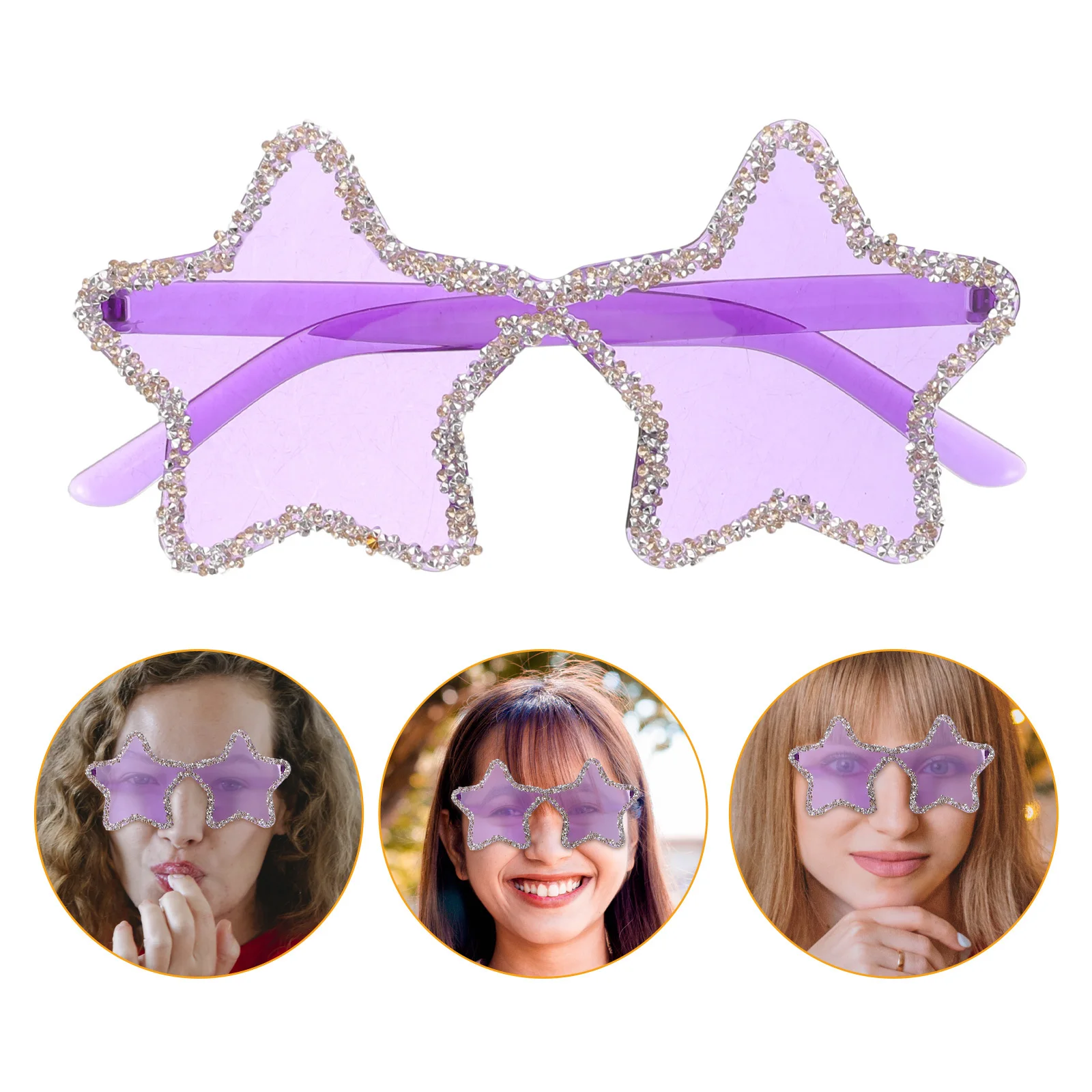 

2Pcs Star Shaped Rimless Sunglasses Novelty Party Eyewear for Photo Booth Beach Party Fun Colored Glasses for Teens Women