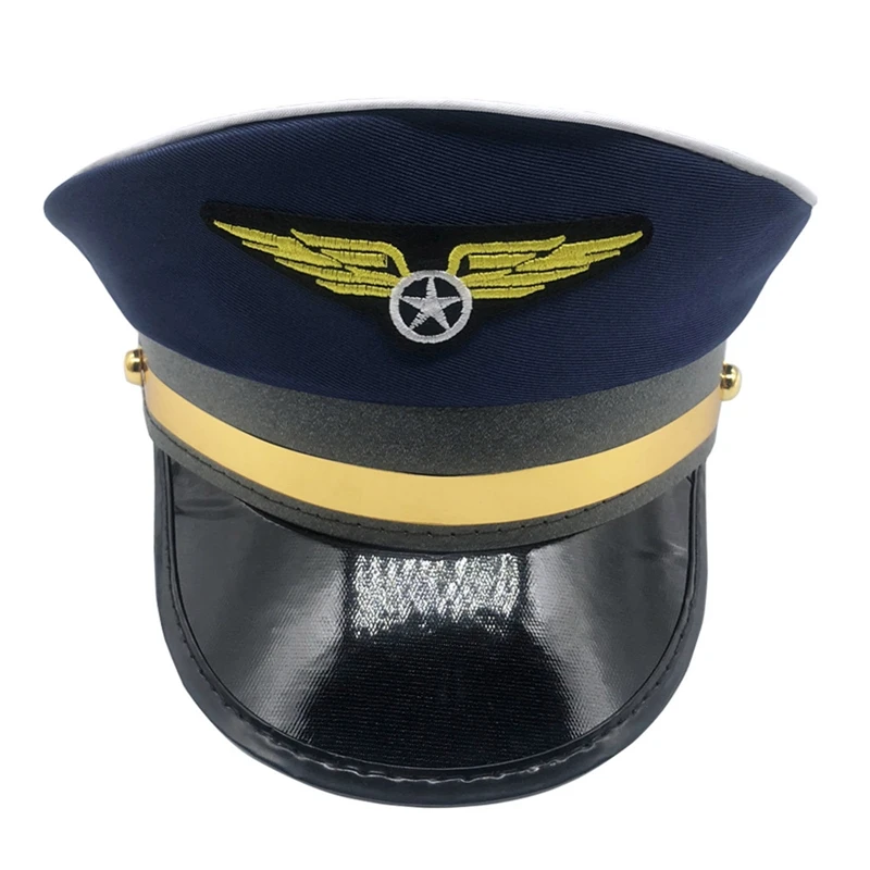 Men Role Play Sailors Caps Airplane Uniform Cap Flight Plane Captain Hats Cosplay Costume Dress Up Party Marine Admiral Visors