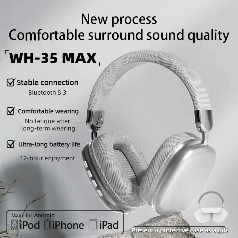 

Genuine WH35Max over-ear headphones, electroplated body, simple wireless, long battery life, true wireless Bluetooth