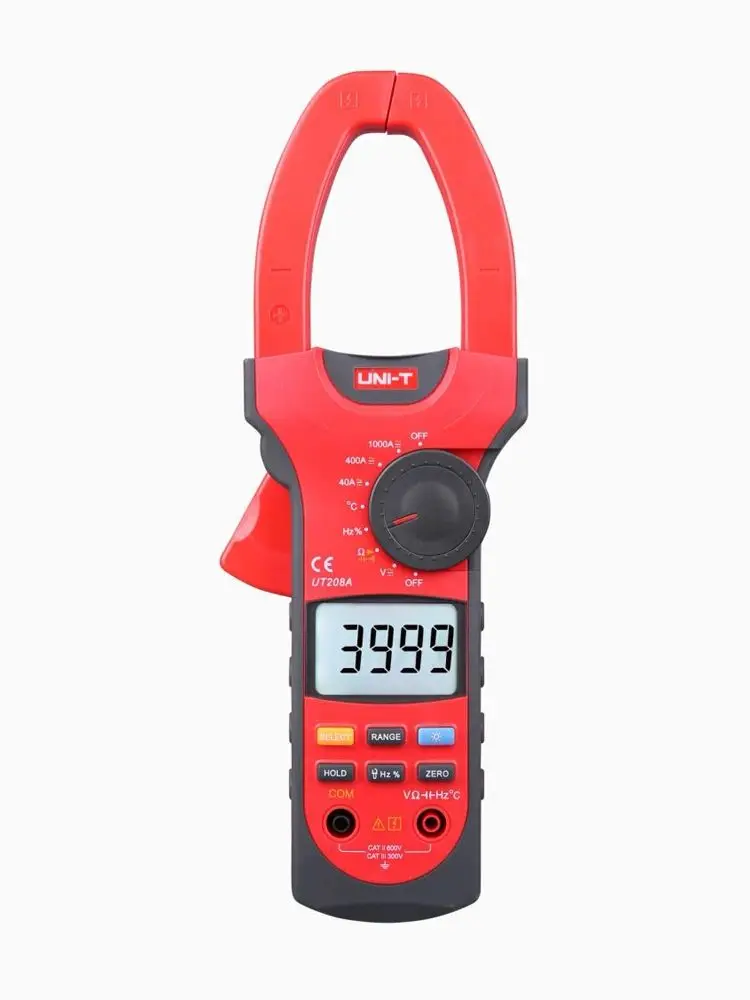 UNI-T UT208A True RMS Digital Clamp Meter 1000A AC DC Current Voltage Capacitance Frequency Temperature Duty Cycle Multimeter In