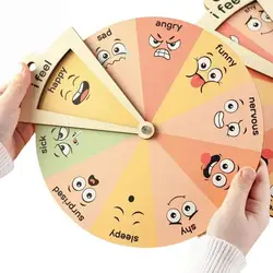 Montessori Emotion Wheel Kids Toys Toddler Baby Expression Emotional Management Wooden Feeling Wheel Toys Kids Educational Toys