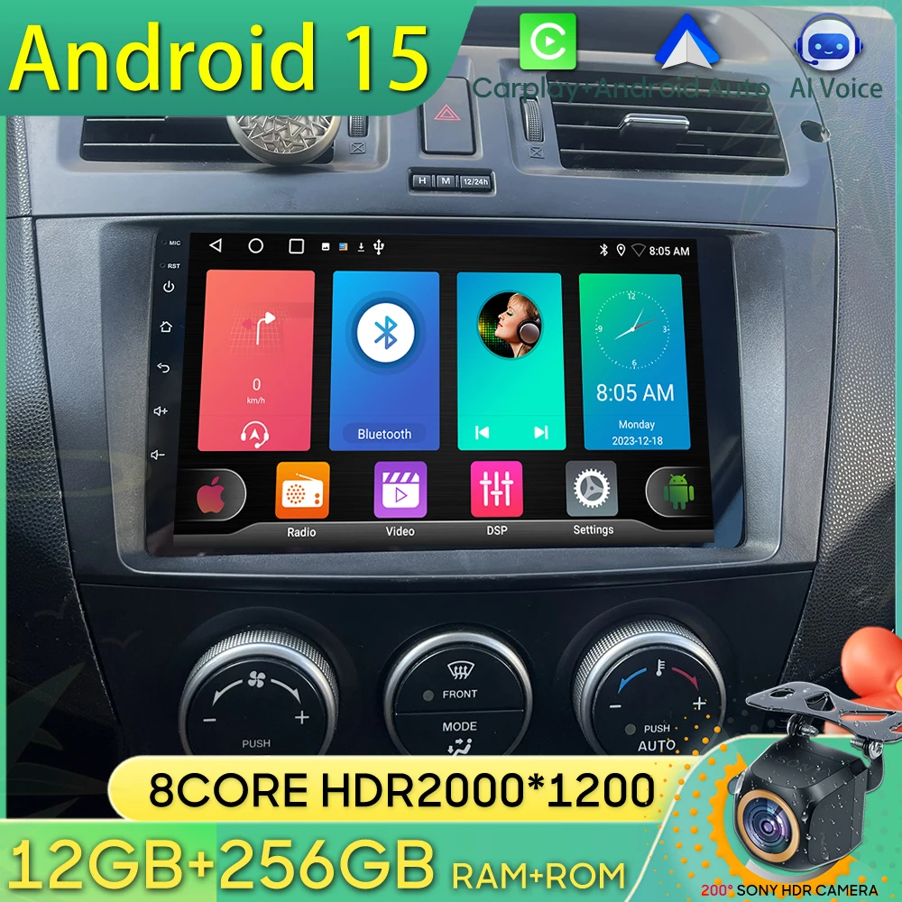 Android 15 Car Radio For Mazda 5 CW 2010 2011 2012 2013 2014 2015 GPS Navigation Android Auto Carplay Wifi Stereo 2K No 2din DVD