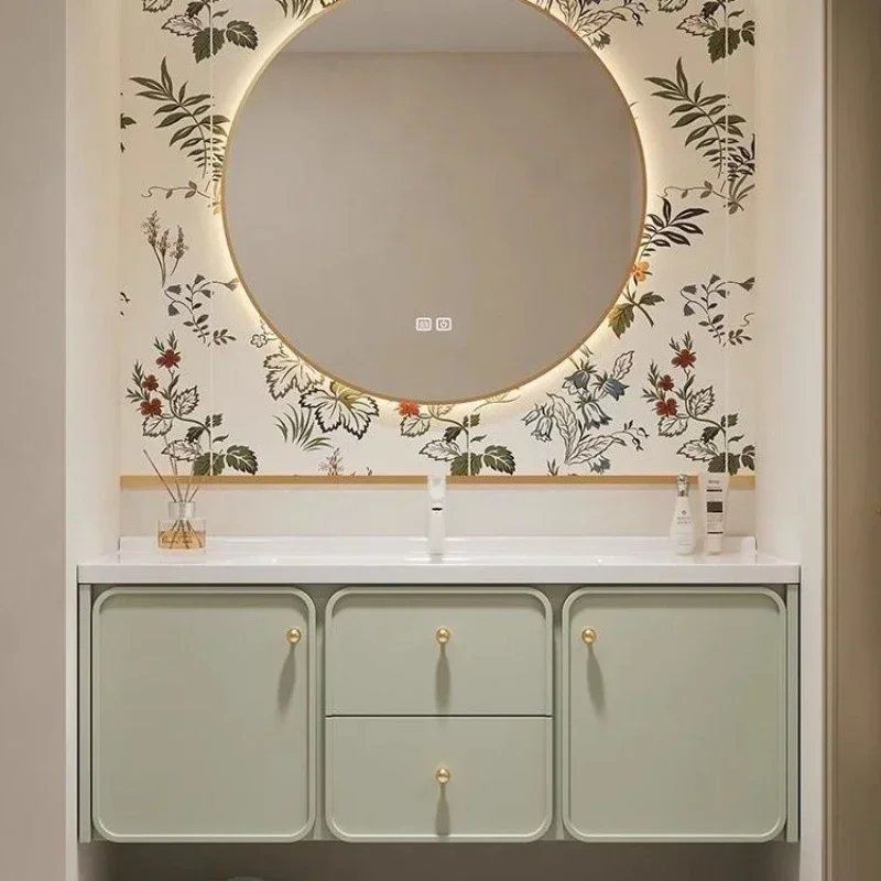 Modern Bathroom Smart Mirror European Simple Bathroom Cabinet Set Integrated Washbasin Sink Vanity Cabinet Bathroom Furniture