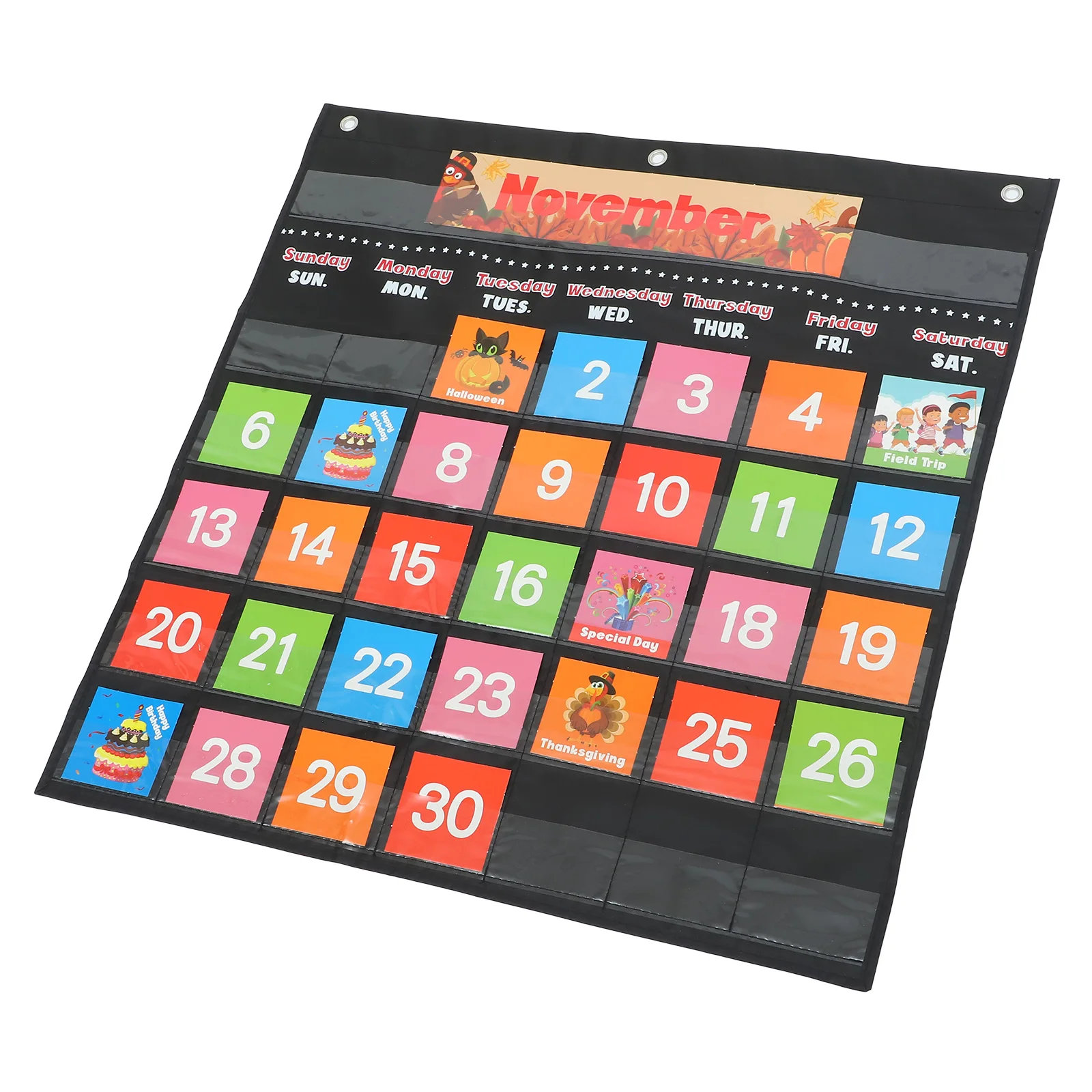

Nylon Classroom Calendar Wall Hanging 3 Holes Teaching School English Edition 88 Cards Month Year Week Numbers Home Blackboard