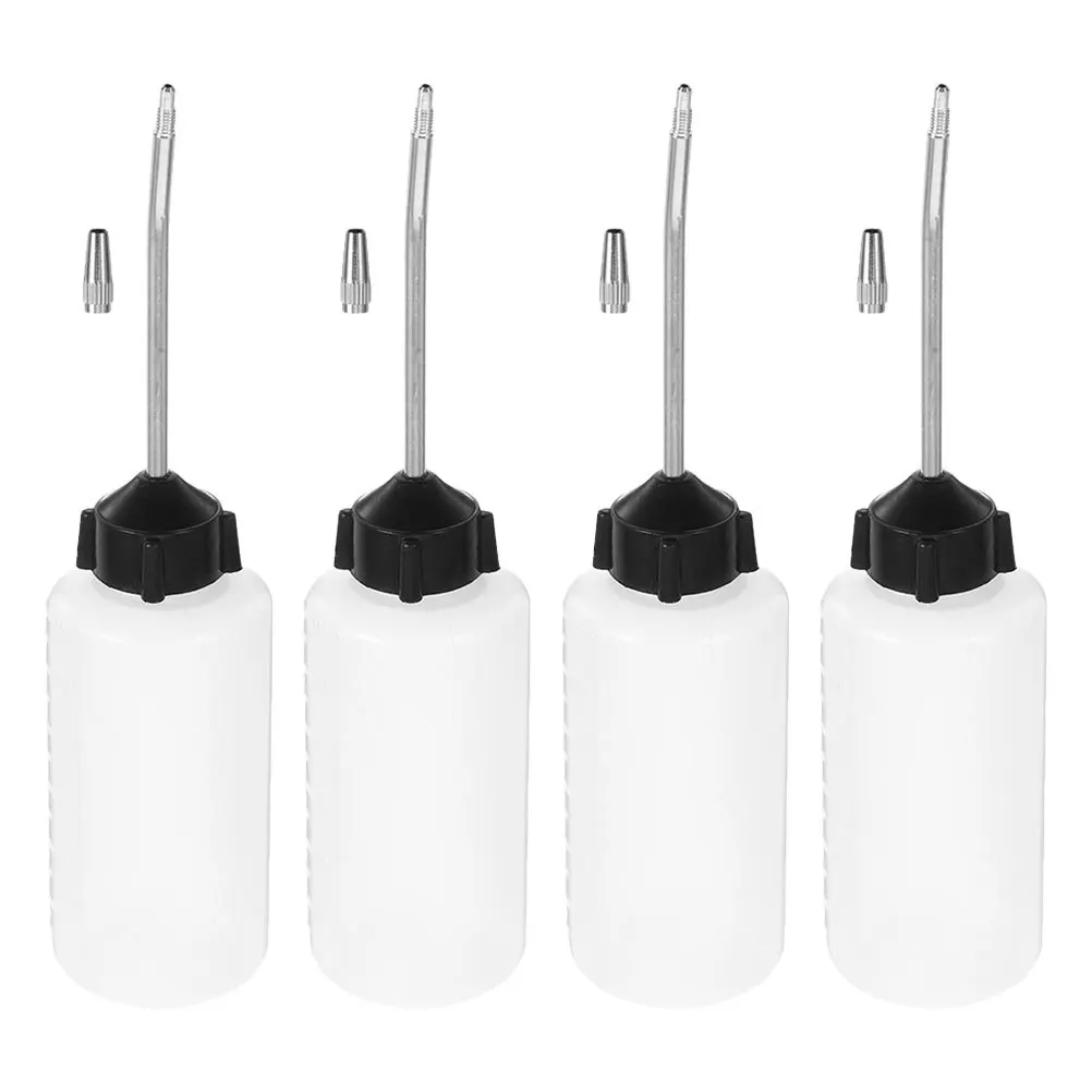 

4Pcs Sewing Machine Oil Can Metal Spout Cap Precise Lubrication Bottle for Home Industrial Use Compatible with Multiple Models