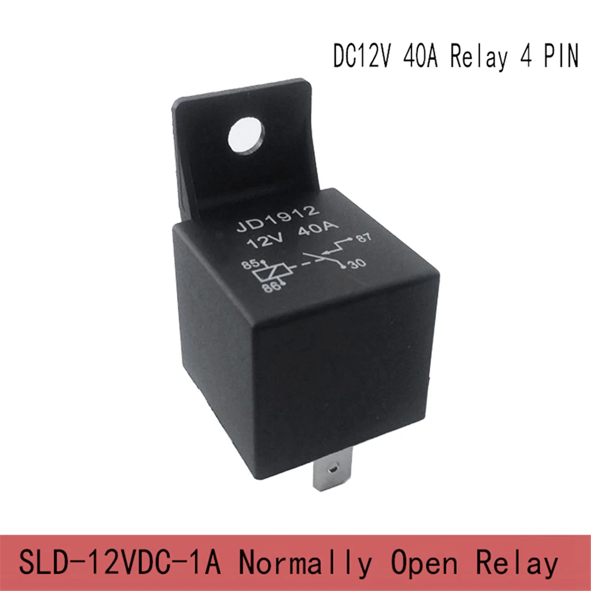 10Pcs DC12V 40A Black Relay 4 PIN Durable Automotive Car Truck Boat Relays SLD-12VDC-1A Normally Open