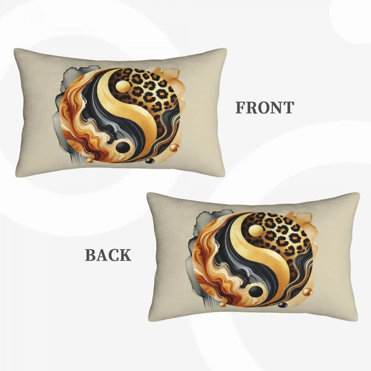 Leopard Yin Yang Luxury Gold Marble Balance Design Rectangle Pillowcase Cushion Cover Decor Bedroom Bed Home Throw Pillow