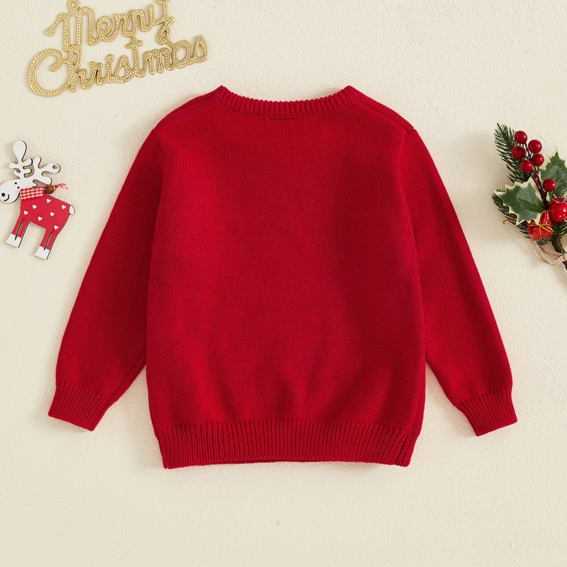 Toddler Boy Girl Knit Sweater Christmas Outfit Ugly Christmas Sweater Deer Print Crewneck Sweatshirt Warm Winter Clothes