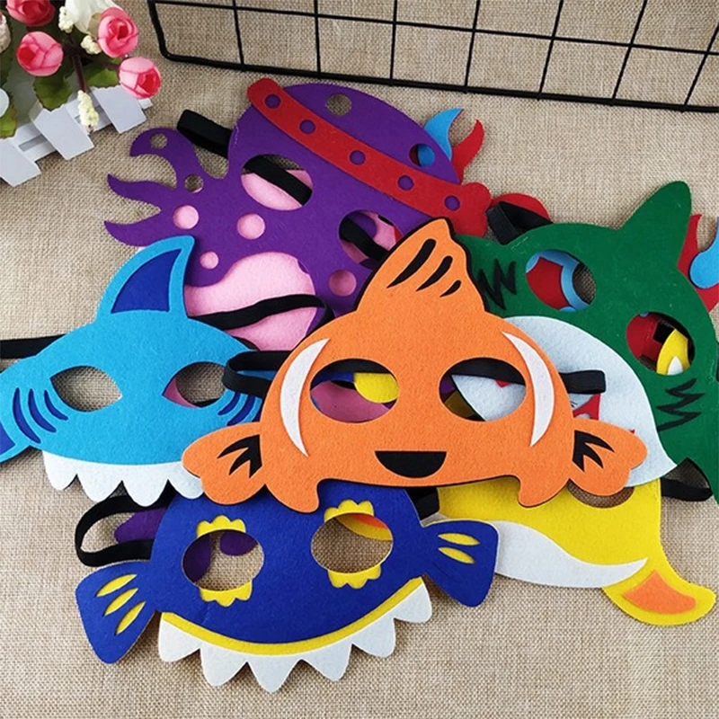1세트 동물 파티 마스크/동물 테마 마스크 정글 사파리 파티 마스크 펠트 어린이 재미있는 눈가리개 생일 파티 무대 사진 소품