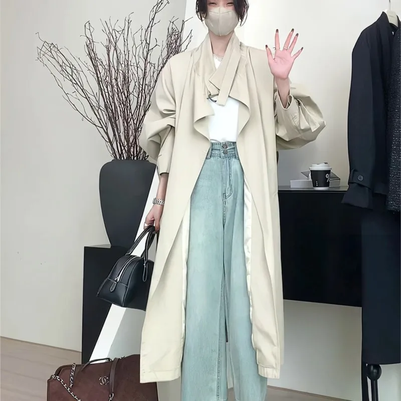 Korean Casual Style Younger Fashion Mid-Length Trench Coat Special-Interest Design Loose Exquisite Overcoat