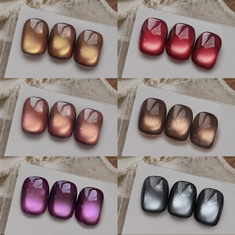 BORN PRETTY 10ml Katzen-Magnet-Gel-Nagellack Braun Kaffee Rot Schwarz Lila Farbe Aushärtbar UV LED Glasperlen Katzen-Magnet-Nagelgel für – Detail 4