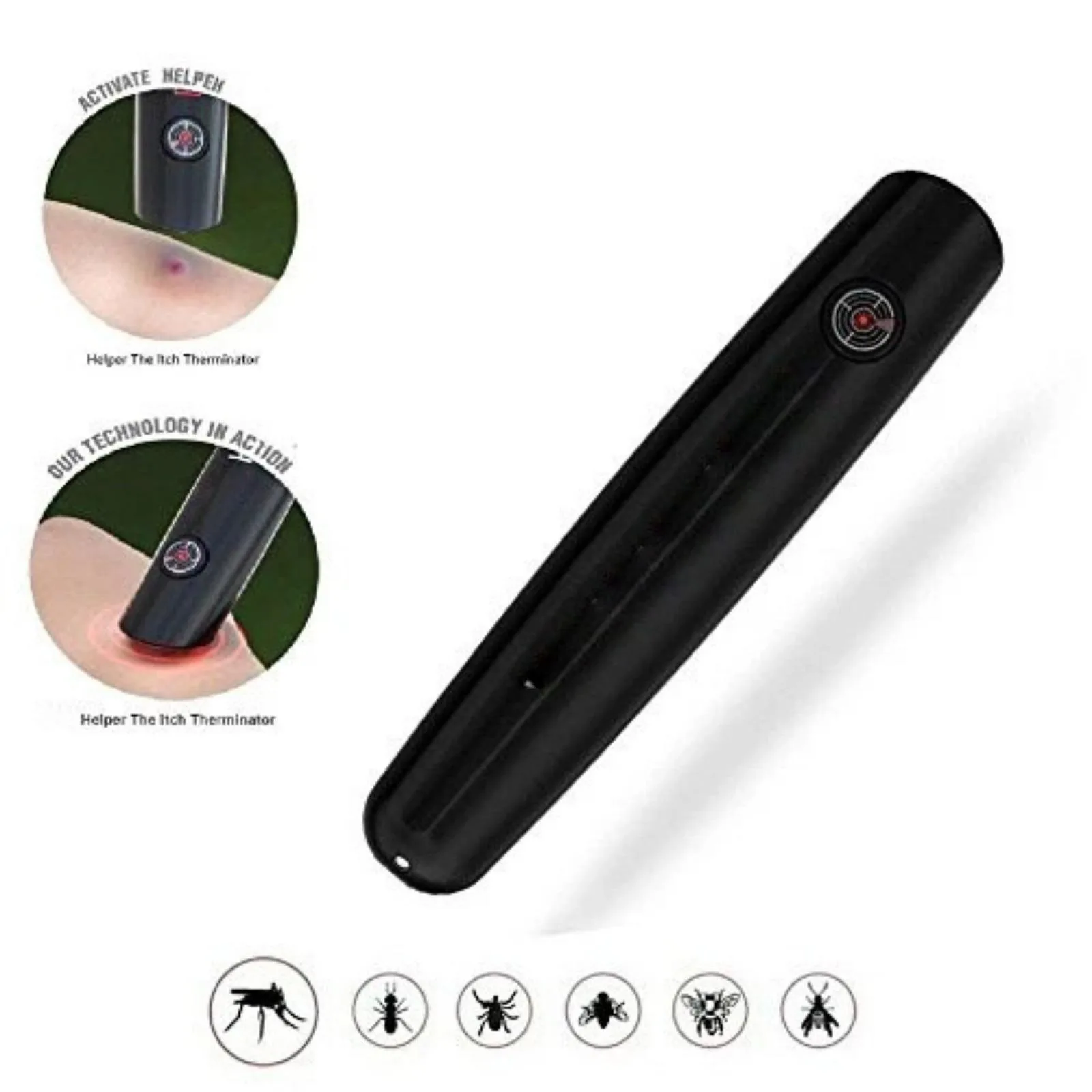 Itch Relief Stick Portable Black Anti-Itch Therminator PenFast Symptom Relief Reduce Pain & Itching No Odor or Residue