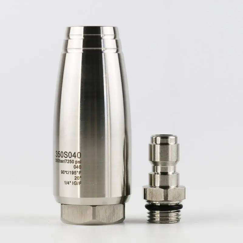 350Bar/5076PSI Stainless Steel Rotating Nozzle 1/4 Quick Connect High Pressure Washer 360° Rotation Ceramic Core Spray Tip