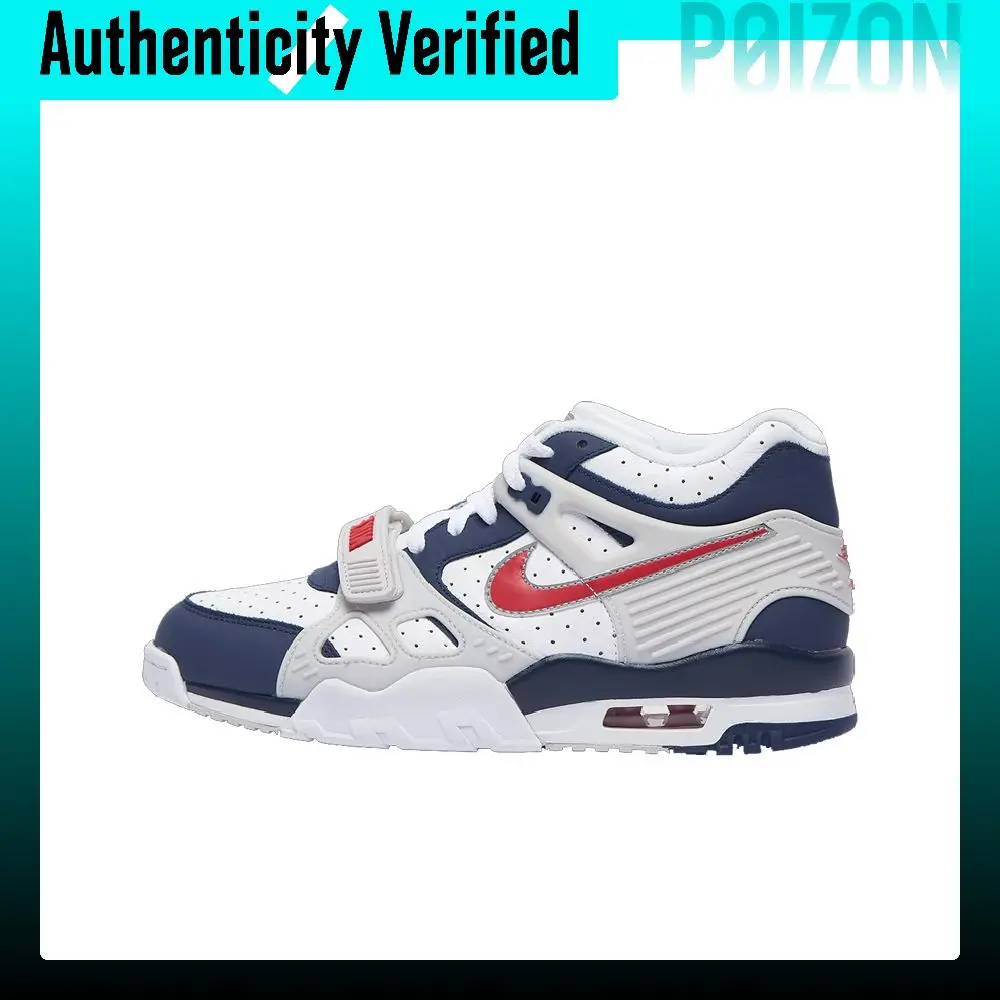 Nike Air Trainer 3 Retro Slip Resistant Lightweight Low top Basketball Shoes Men's White Blue CN0923-400